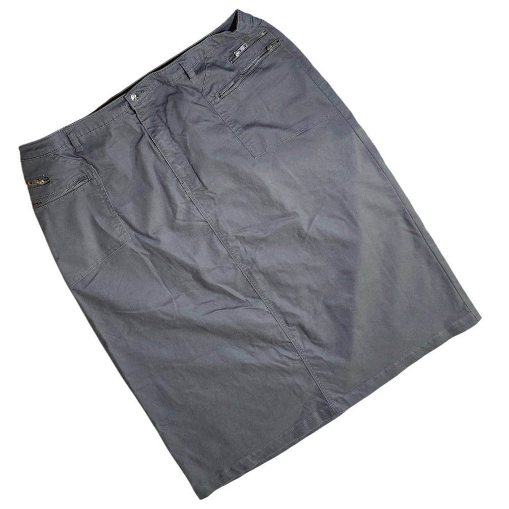 Roaman's A-Line Denim Skirt 6 Pocket Style Gray 20W EUC kick slit Cargo maxiSlit